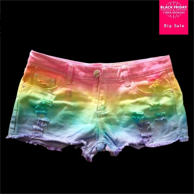 US $16.65 new summer 2020 for Women vintage low waist shorts jeans tie dye Ripped Hole short jeans denim fema