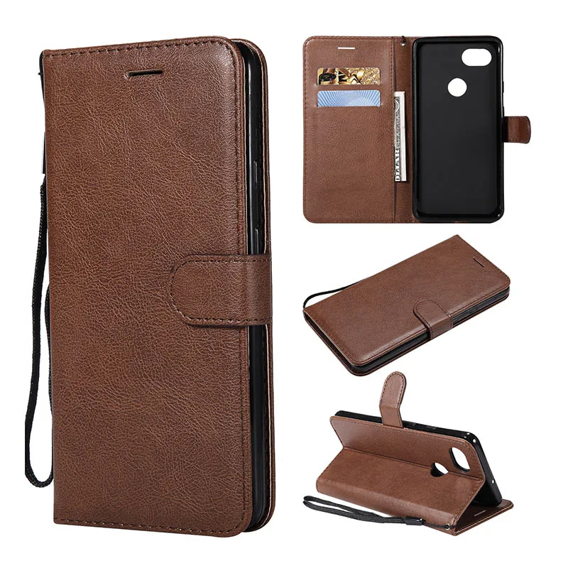 Luxury Plain PU Leather Flip Case For Google Pixel 2 XL Protective Wallet Cover For Google Pixle 2XL With Credit Cards Coque     (5)