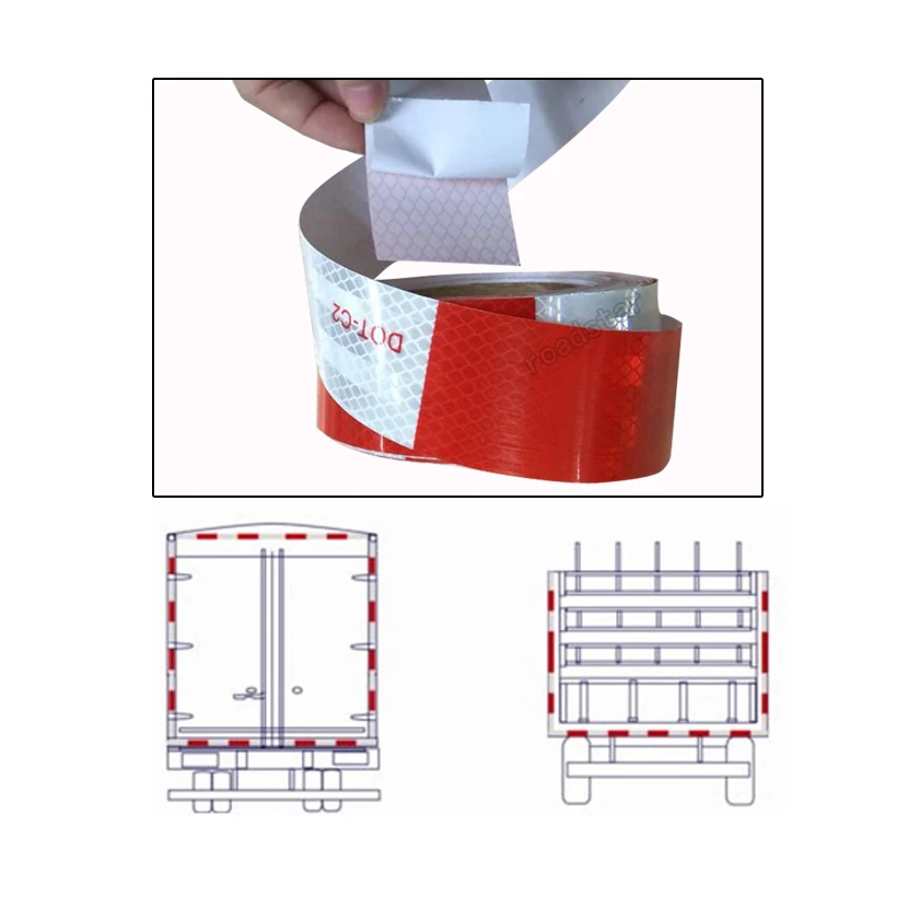50mm X 3m DOT Reflective Car Truck Motorcycle Sticker Safety Warning Signs Conspicuity Tape Roll