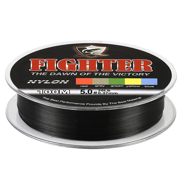 Seaknight Fighter 100 м нейлоновая рыбалка моноволоконная леска рыболовная нейлоновая линия японский материал супер сильный для ловли карпа 2-35lb - Цвет: Черный