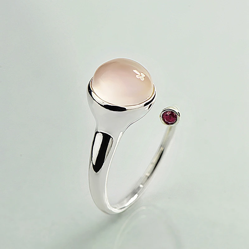LouLeur 925, кольца с розовыми кристаллами, Стерлинговое серебро 925, мозаичный циркон, натуральный розовый кристалл, розовый кварц, модные кольца для женщин, подарок