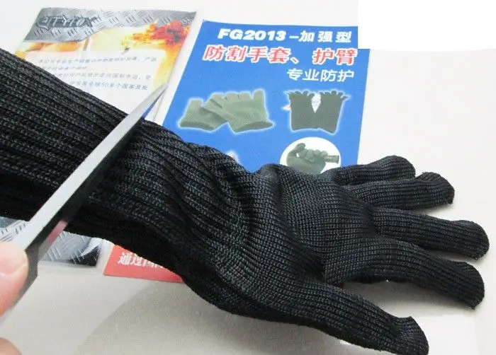 Long steel reinforced anti-cut gloves genuine five steel protective equipment gloves with anti- cut armband