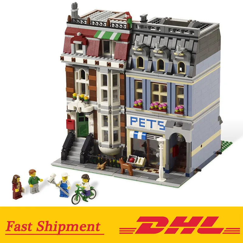 DHL The Stret view 15009 Pet Shop модель супермаркета самоблокирующиеся Кирпичи игрушки для