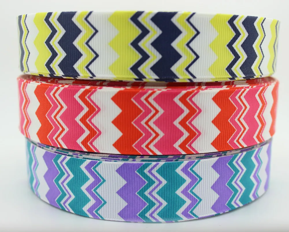 Новинка 1 ''Бесплатная доставка 6 цветов шеврон печатные grosgrain ленты бант для