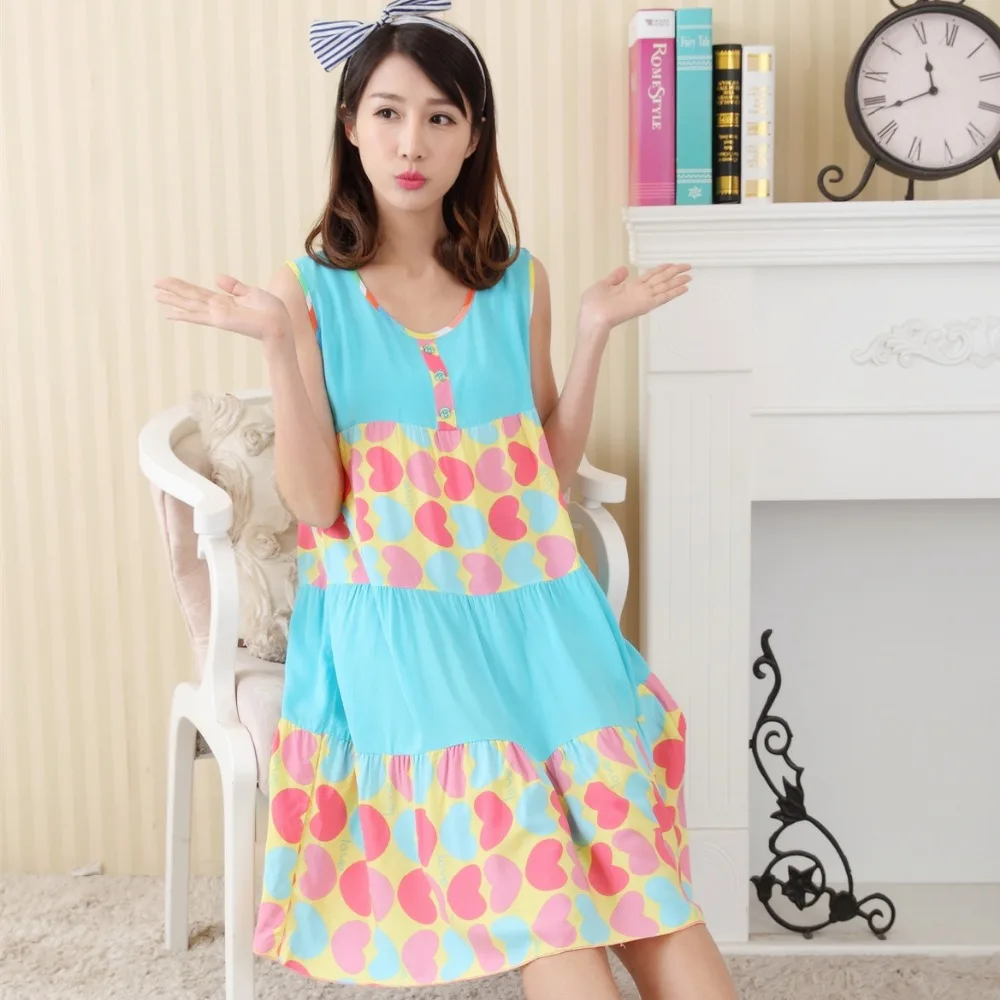 Summer Cotton Nightgown Sleeveless Artificial Cotton Tank Plus Size Lengthen Sleepwear Lounge