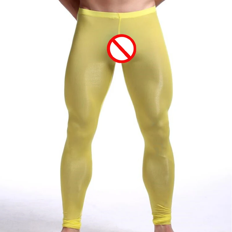 2018 New Man Sexy Nylon Transparent Long Johns/Lce Silk Pouch Sheer Leggings Bottoms/Gay Spandex Lounge Tights 2018 New Man Sexy Nylon Transparent Long Johns/Lce Silk Pouch Sheer Leggings Bottoms/Gay Spandex Lounge Tights