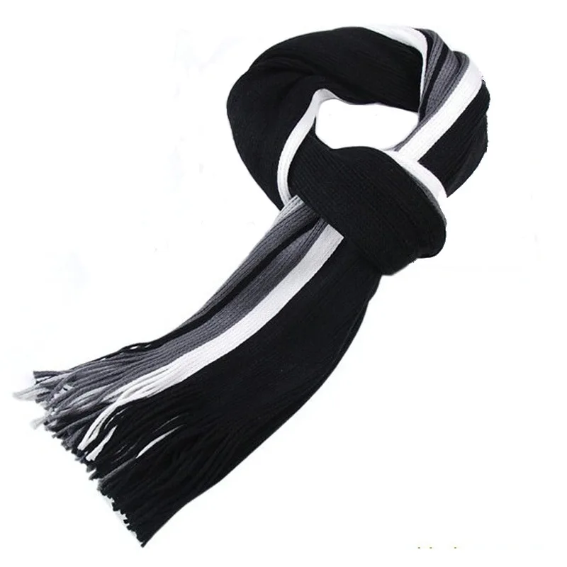 Зимний дизайнерский шарф, мужской полосатый хлопковый шарф, женский и мужской брендовый шарф, вязаный кашемировый полосатый шарф с кисточками