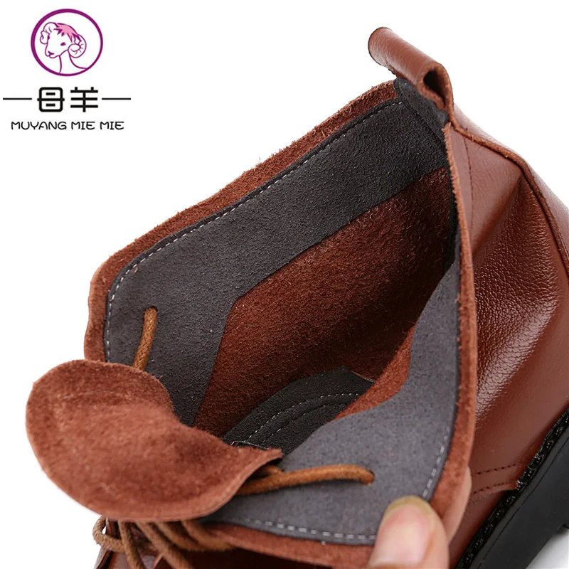 Moda Mie Muyang Tamaño Mujeres Cuero 34 Las 2018 Planos azul Zapatos De Negro 44 Plus Genuino Botas Mujer marrón wwZx41rqEd