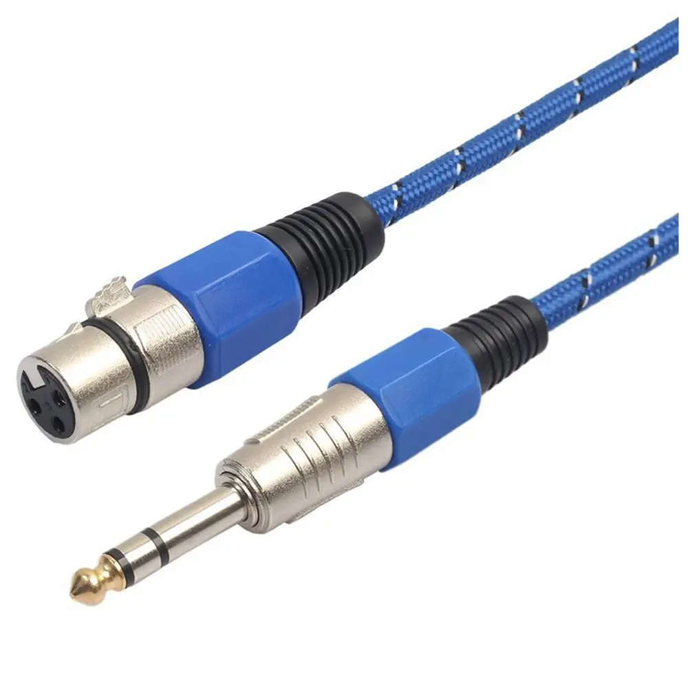 HOT 3Pin XLR Female Jack to 6.35mm Male Plug Stereo Microphone Cable Adapter Connectors Bluein