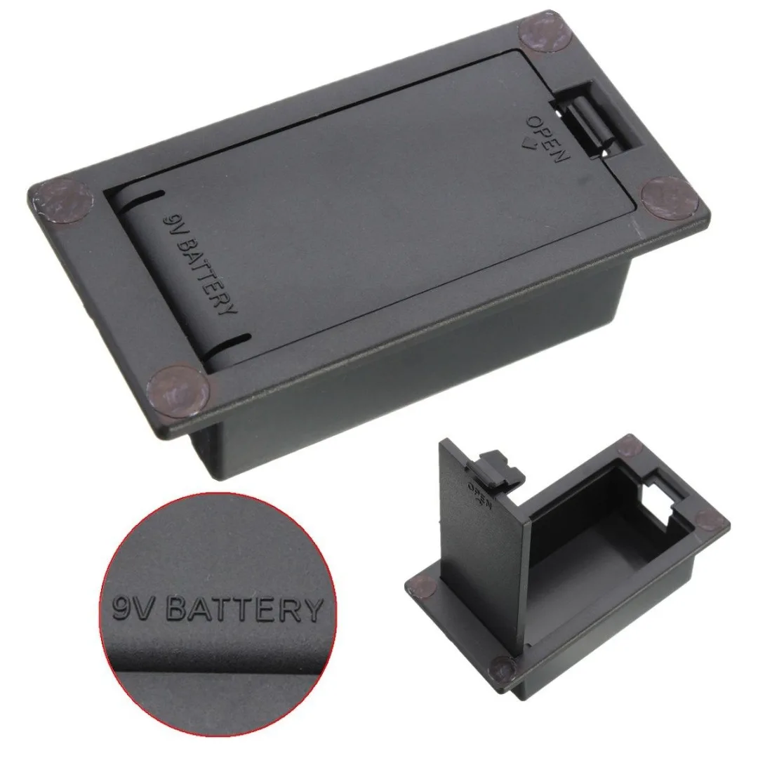 Mayitr Flat Mount 9V Battery Case Box Holder Black for Electric Guitar Bass Storage Cover