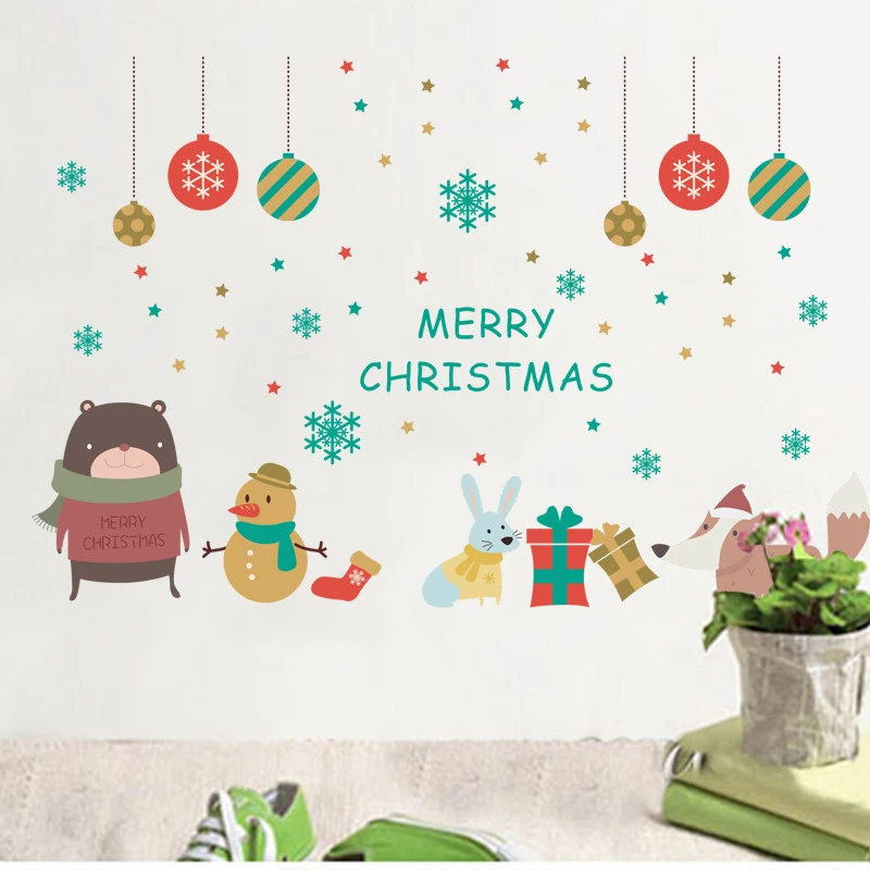 Merry Christmas Festival Wall Stickers Living Room Decorative Decoration Home Diy Xmas Pvc Quotes Mural Art Decals