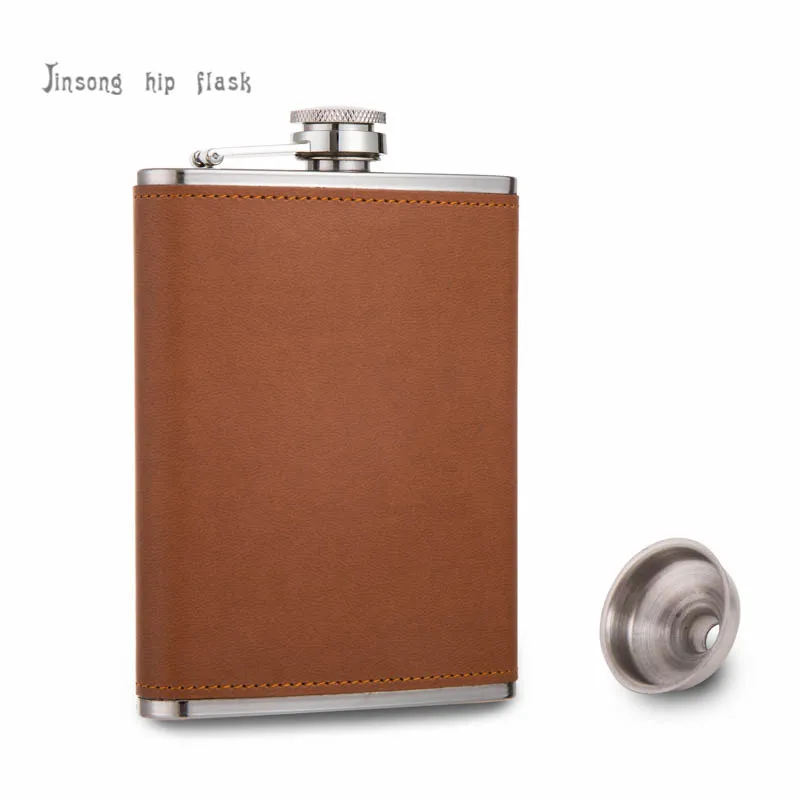 

227 ml Flask 8 oz leather hip flask Food Grade Stainless Steel drinkware Alcohol Liquor Whiskey Bottle gifts