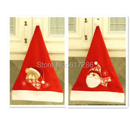

Free shipping! 4pcs/lot Christmas Hat Toys with Lovely Embroidery 30*44 cm Fleece Material