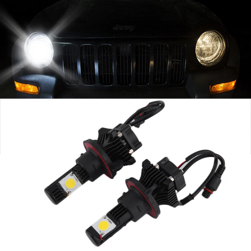 

1Pair 2pcs 60W/Set  9008 H13 6000K White LED Motorcycle Car Replacement Fog Headlight Kit New Dropping Shipping