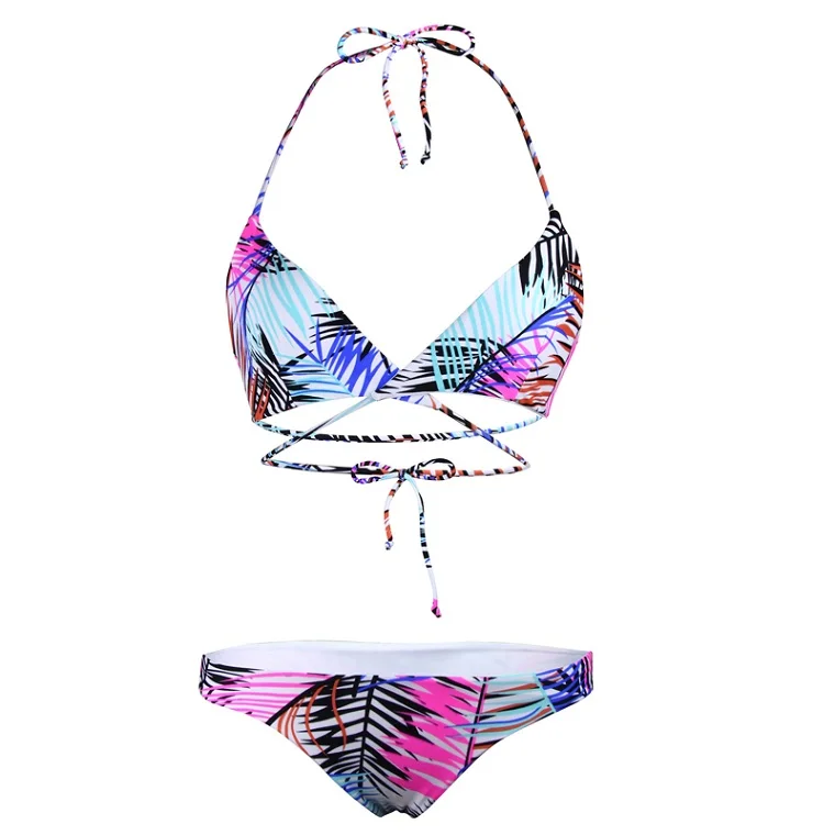 Комплект бикини AXESEA с перекрестными ремешками, женский купальник с лямкой через шею, двусторонний бандаж, Бразильская пляжная одежда, сексуальные стринги, купальник, треугольные купальники - Цвет: Reversible