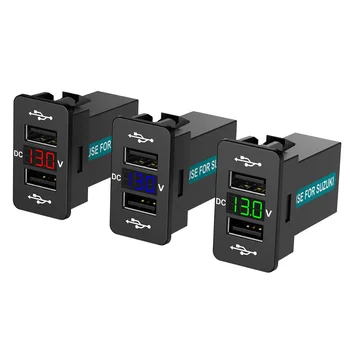 

CHELINK 12V Dual USB Car Charger with LED Voltmeter Display Power Adapter For Suzuki 2 in 1 voltmeter and USB charger