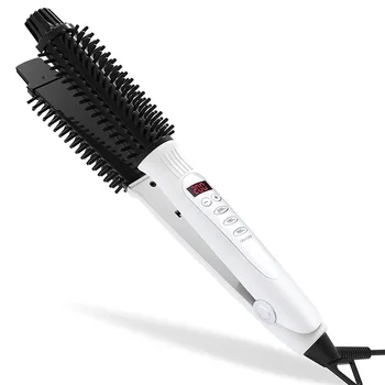 

Hair Straightener 3 in 1 Ceramic Curling Iron Brush Flat Iron Hot Brush with LED Display Flat Iron Hair Auto Shut Off