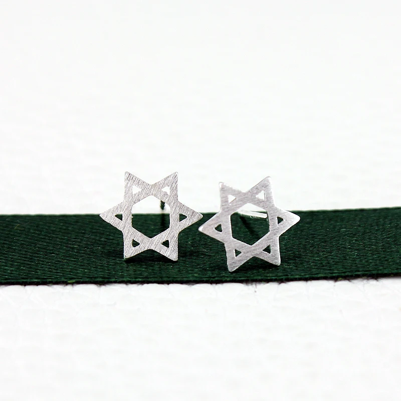 Серьги гвоздики в виде звезды Давида из серебра 925 пробы|star stud earrings|star silver earringsstar