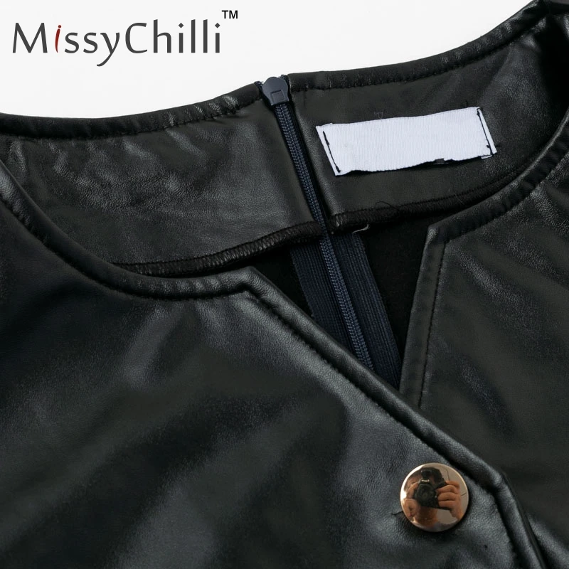 MissyChilli, сексуальное черное облегающее платье из искусственной кожи, женское платье средней длины с высокой талией и поясом на пуговицах, женское осеннее короткое элегантное вечернее платье