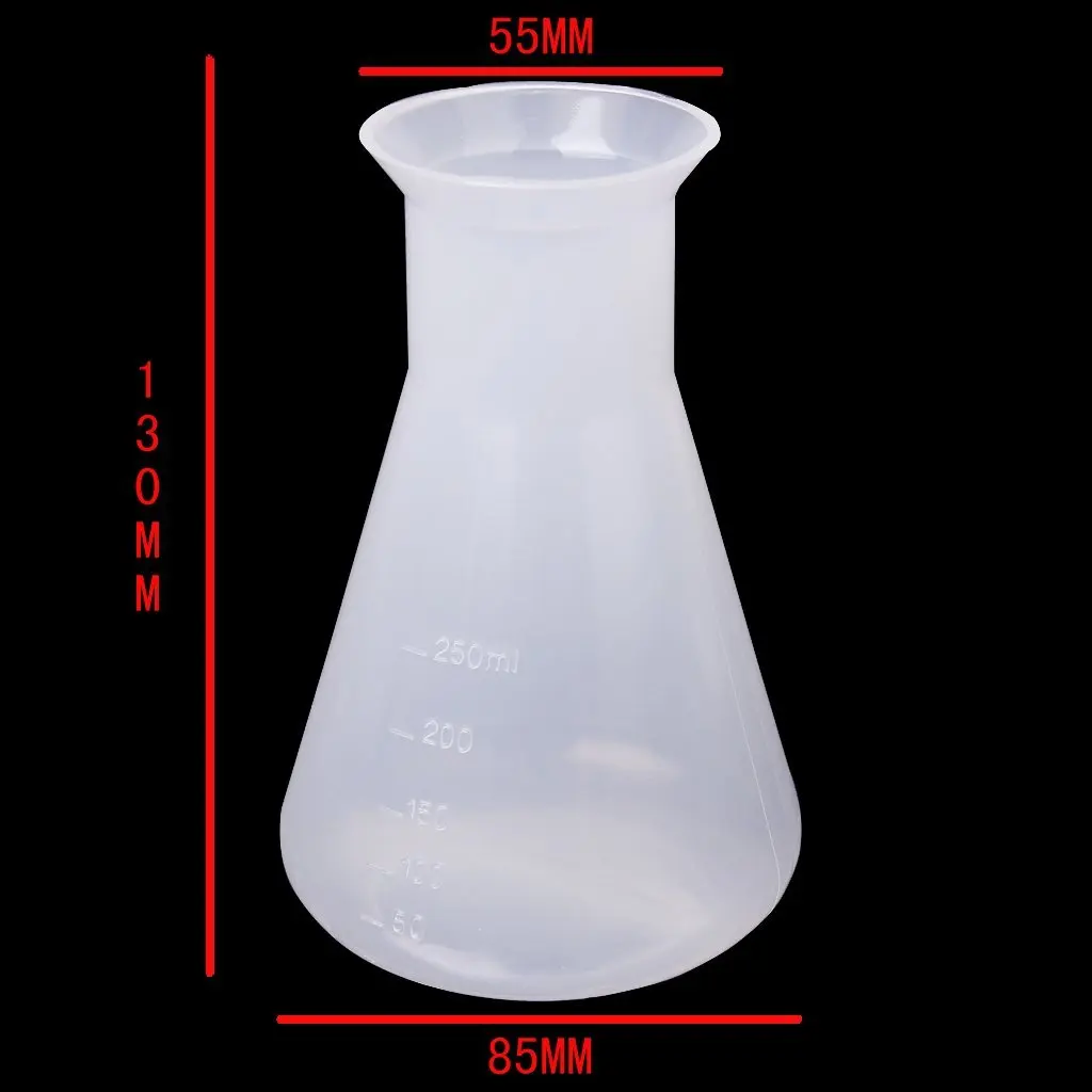 BLEL Hot Plastic Transparent laboratory chemical Erlenmeyer flasks Container Bottle-250 ml