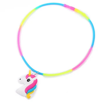 Rainbow Unicorn Pendant Rubber Necklaces Accessories