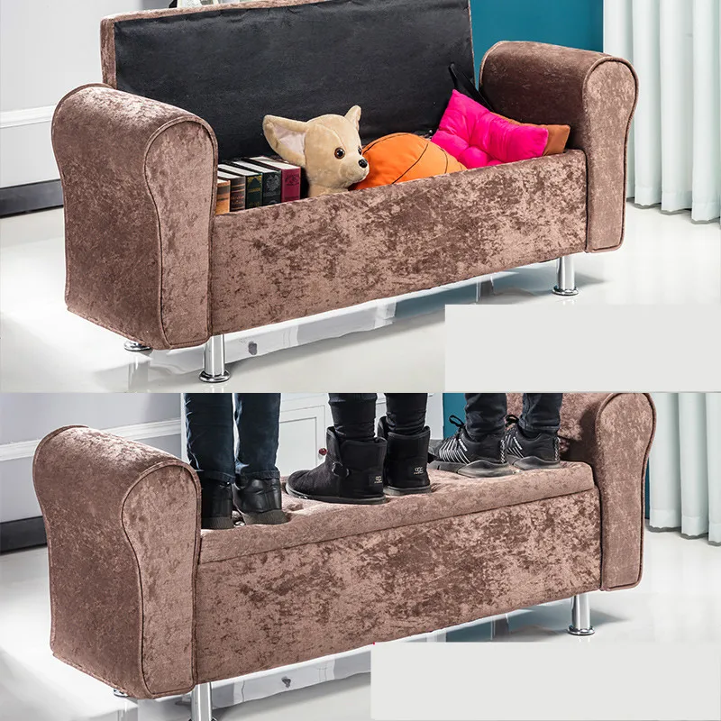 Multifunctional Storage Stool Chair Bedroom Bed End Stool Storage Bench Fabric Shoe Bench Household Sofa Bench Pouf Taburete