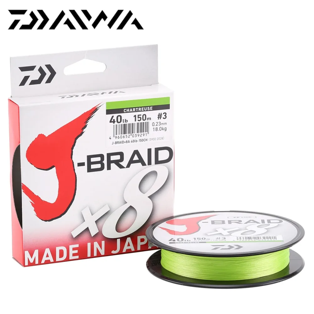دايوا J-BRAID 8A 150 M الأصلي الأخضر/العشب الأخضر اللون 8 مضفر خيط صنارة الصيد خيط وصنارة أحاديان لصيد السمك 10-60lb صنع في اليابان