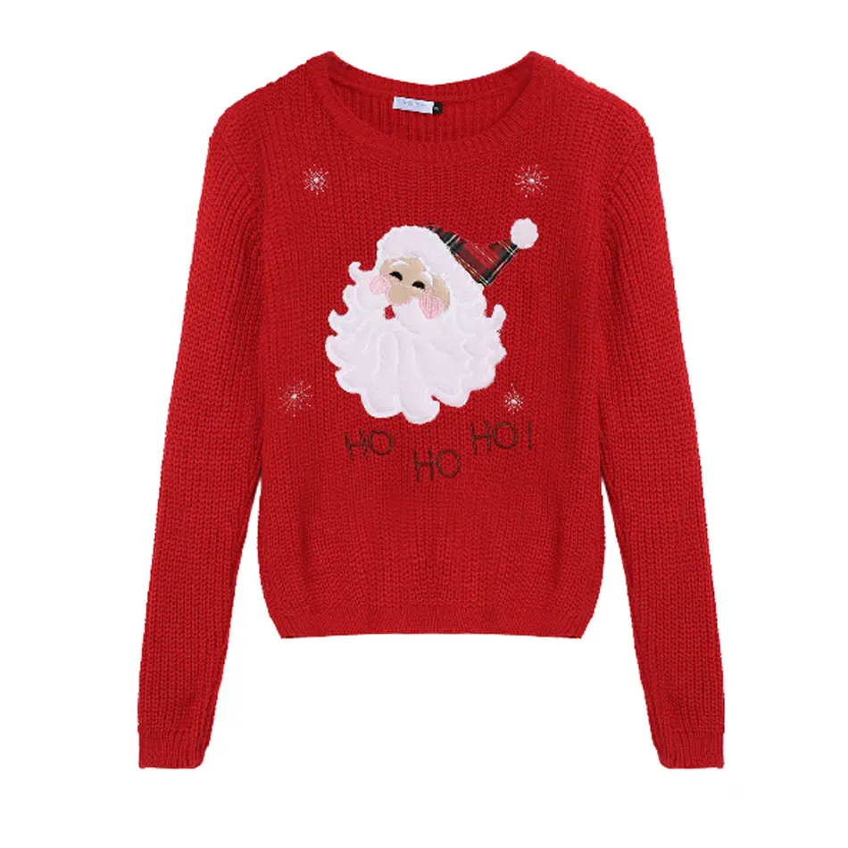 2017 New Autumn Winter Girl Warm Sweater Christmas Santa Embroidered Knitted Pullover Sweater Kids Girls Clothes