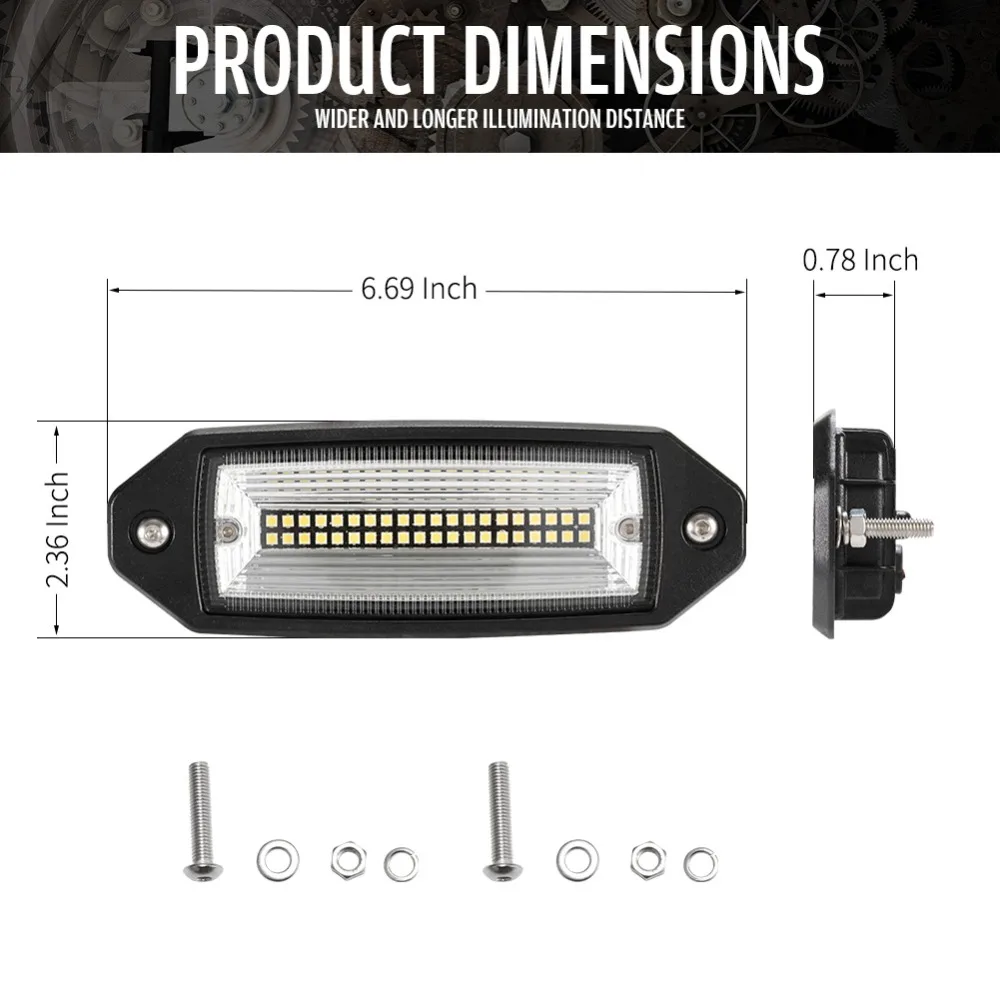 Светодиодный светильник с заподлицо, 2 шт., 7 дюймов, светодиодный светильник с заливным потоком для вождения по бездорожью, рабочий светильник для гольфа, тележки, трактора, внедорожника, квадроцикла UTV