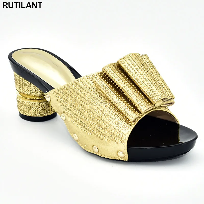 

New Arrival Woman Sandals 2019 Summer African Shoes Decorated with Rhinestone Elegant Party Pumps Slip on Shoes for Women