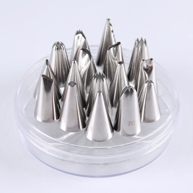 

16pcs Cake Decorating Supplies Cake Baking Tools Stainless Steel Icing Piping Tip Russian Pastry Nozzles Set