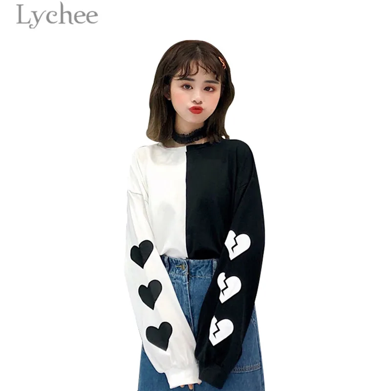 Женский укороченный топ Lychee в стиле Харадзюку повседневный Свободный свитшот