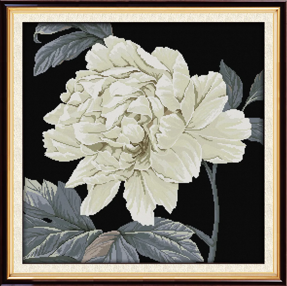 

Joy Sunday Beautiful Peony(Black base) DMC threads Chinese Cross Stitch Kits printed Cross-stitch set Embroidery Needlework