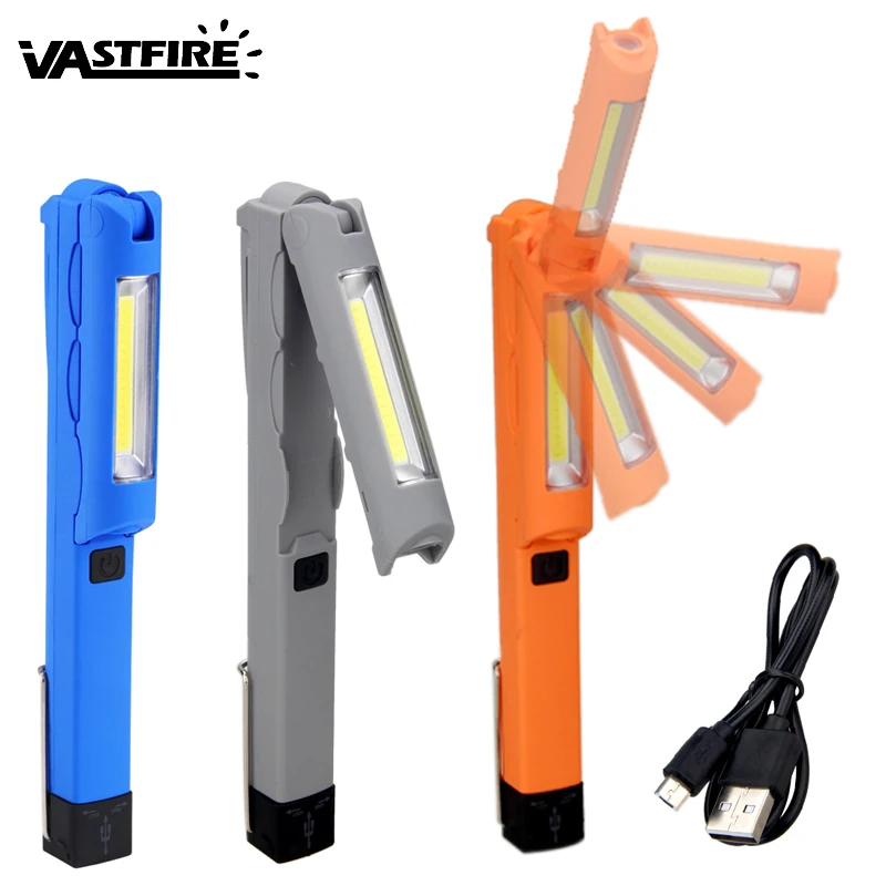 

4 Mode Rechargeable COB LED Work Light Magnet Flashlight Folding Torch Emergency Lamp 3 color can choose