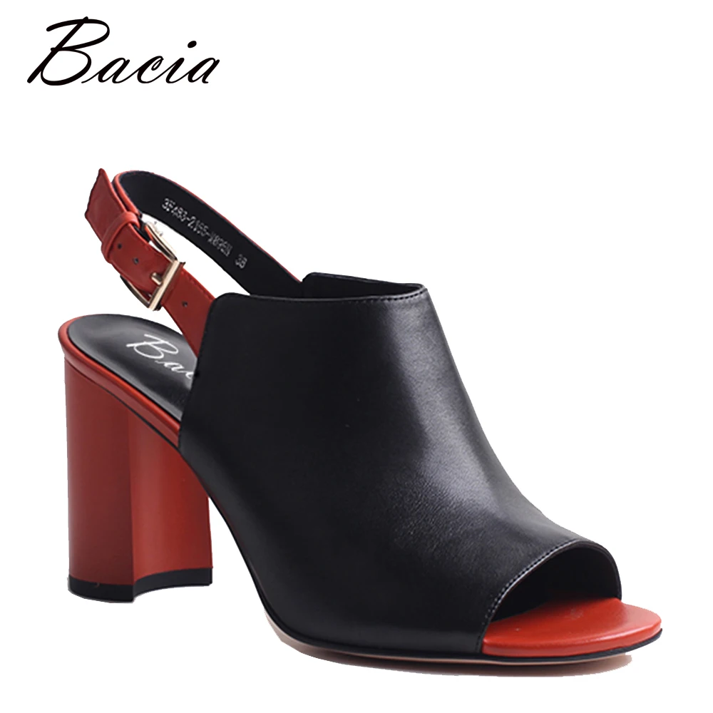 

Bacia 9cm High Heels Sheep Skin and Cow Leather Slippers Open Toe Party Shoes Strange Style Shoes High Quality Size35-41 VXB005