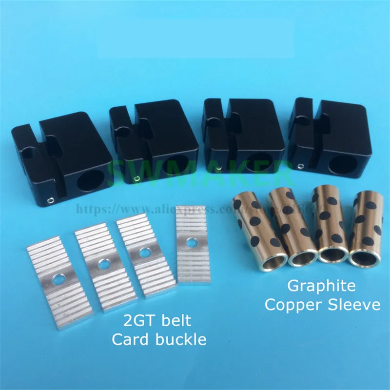 

UM3 UM2 Ultimaker2 Updated version cross sliding block+ 2GT belt Card buckle + graphite copper sleeve for 3D printer