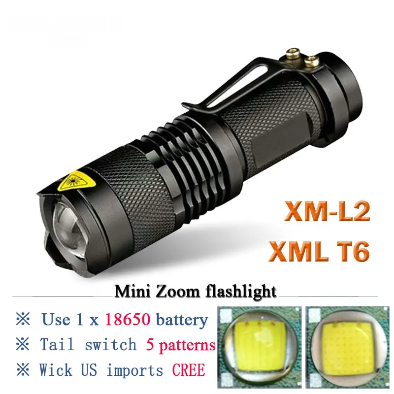 

High-quality CREE XM-L2 Mini Flashlight Waterproof Zoomable Flash light lantern LED Torch penlight 3800LM 5 Modes