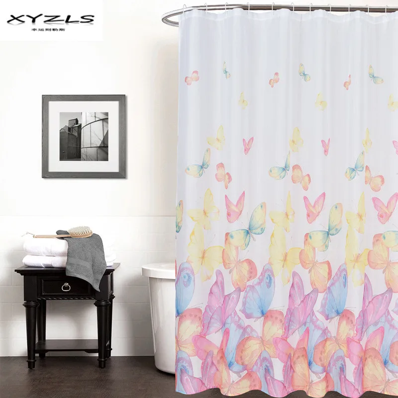 XYZLS 2017 American Style Colorful Butterflies Shower Curtain Polyester