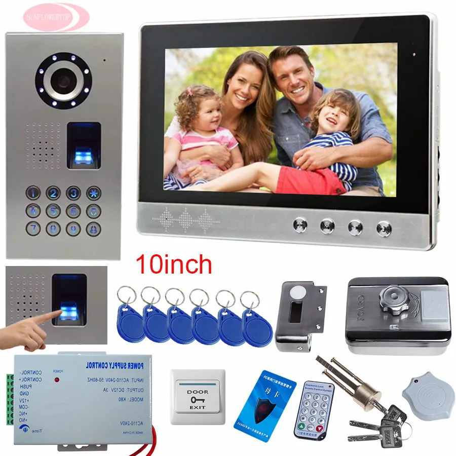 

SUNFLOWERVDP 10 Inchs Video Door Phone Monitor For Doorphone Rfid Door Lock Video On-Door Speakerphone+Monitors IP65 Waterproof