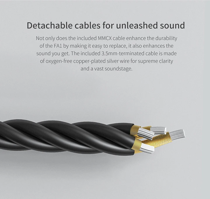 FiiO FA1 3D Печатный съемный кабель MMCX дизайн одиночный драйвер сбалансированная арматура HIFI наушники для iOS и Android