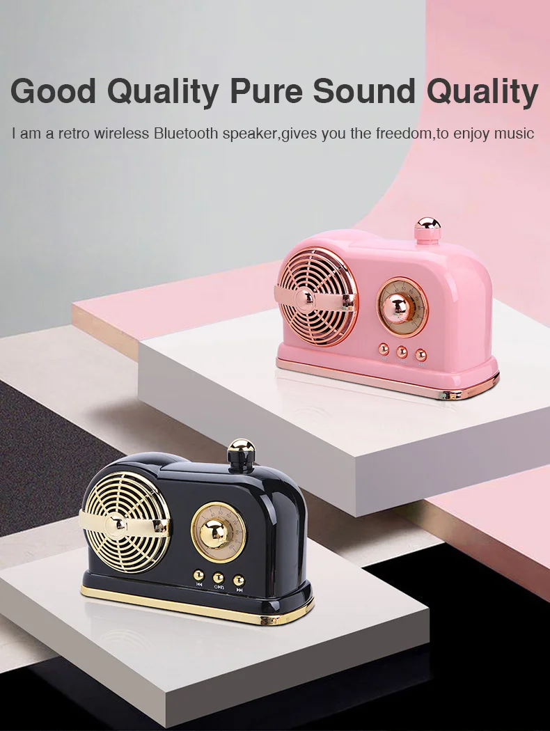 Retro Bluetooth Speaker Portable Wireless Speakers Column Bass Stereo Subwoofer Support TF Card USB disk Music Player (1)