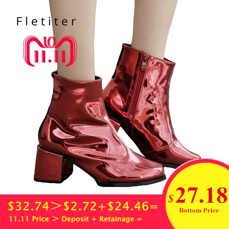 

2018 hot sale ankle boots for women skull street Zip platform women's boots fashion ladies autumn winter boots shoes Fletiter