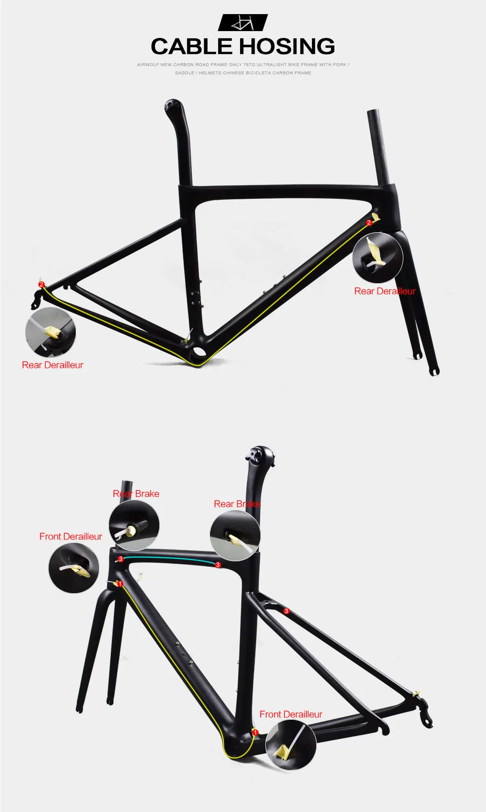 Best Airwolf ultralight 787g carbon road frame multi-color choose bicycle bicicleta frame with fork/seatpost/headsets bike frame 15 Best Airwolf ultralight 787g carbon road frame multi-color choose bicycle bicicleta frame with fork/seatpost/headsets bike frame 15