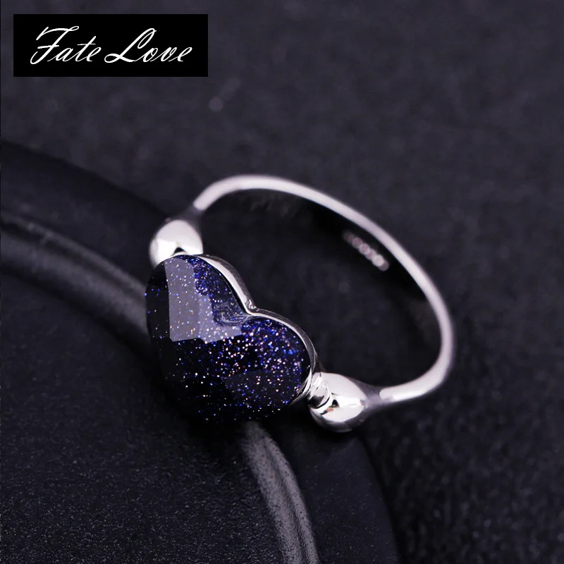 

Korean Style Fashion Natural Stone Heart Black Ring For Women Rings Silver Engagement Rings Girl Party Jewelry Christmas Gift