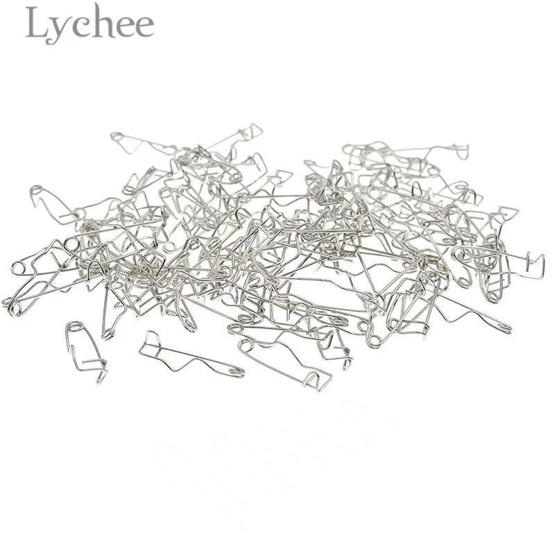 Lychee Life 100 шт. 16 мм/19 мм/22 мм/26 мм/32 мм S изогнутые защитные булавки серебристого