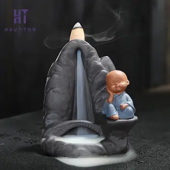 

Porcelain Backflow Monk Cone Incense Burner Creative Home Decor Small Cloud Smoke Cloud Aroma Burner Home Decor