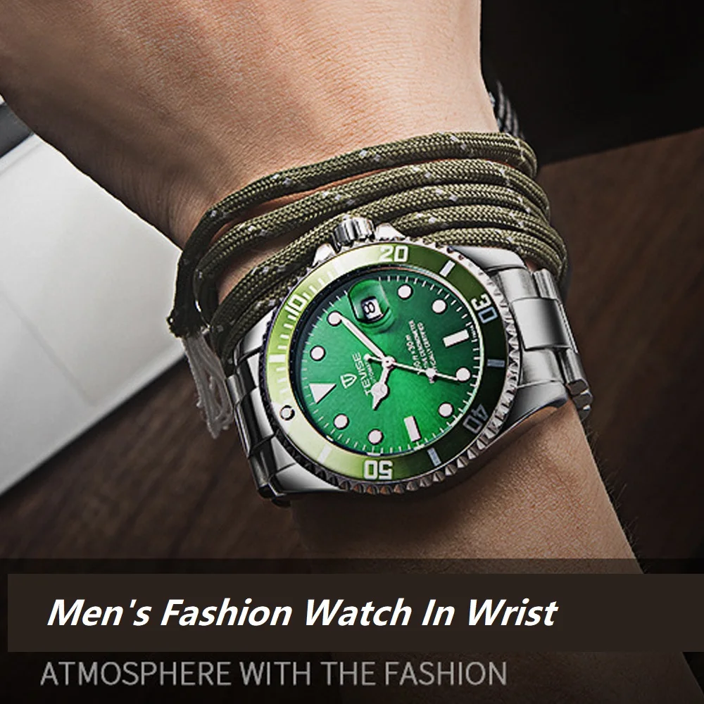 Мужские часы от роскошного бренда TEVISE, модные водонепроницаемые кварцевые часы, спортивные Стальные наручные часы, мужские часы Relogio Masculino