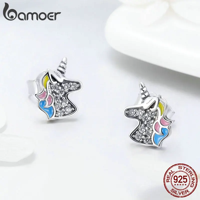 Серьги гвоздики bamoer из стерлингового серебра 925 пробы ослепительные серьги в