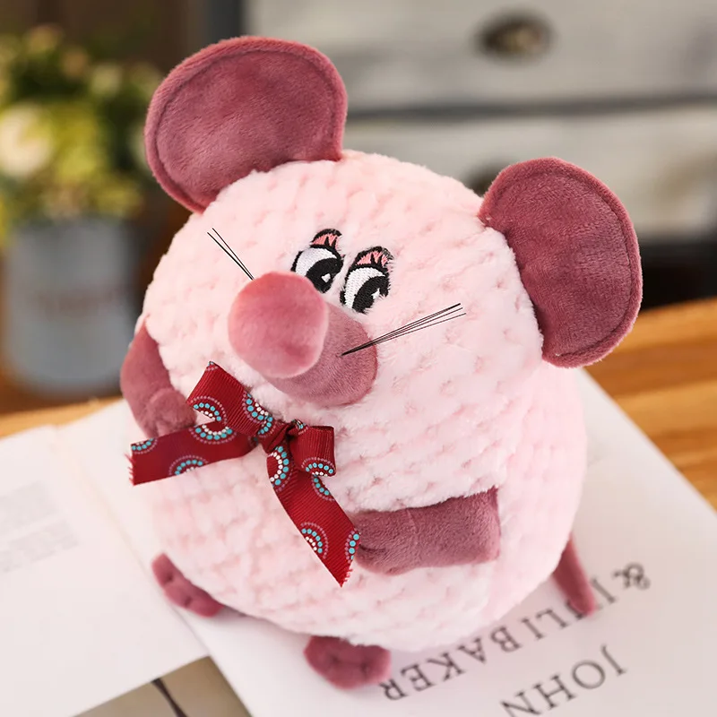 Hylidge Корейская Новая мягкая плюшевая игрушка в виде мыши милая крыса зодиака кукла чучело хомяка детские игрушки дети куклы на день рождения Рождественский подарок - Цвет: Pink-20CM