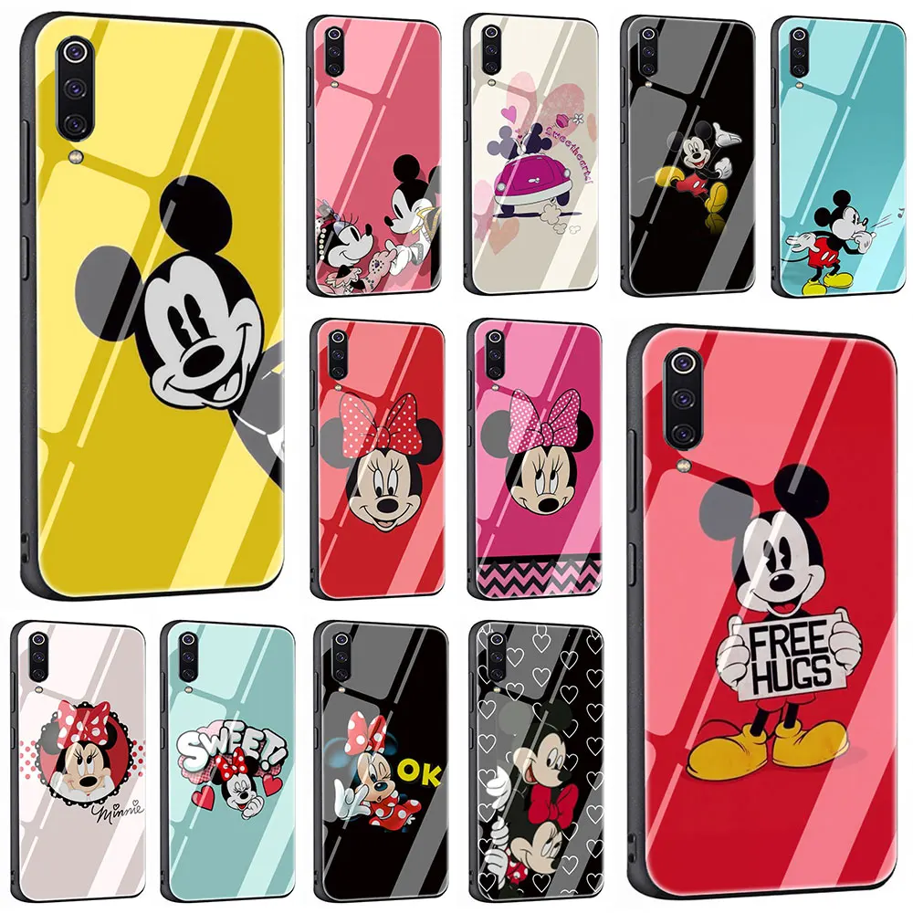 

Mickey and Minnie Tempered Glass Cover Case for Xiaomi 8 Lite A1 A2 9 Redmi Note 5 6 7 Pro 6A 4X F1